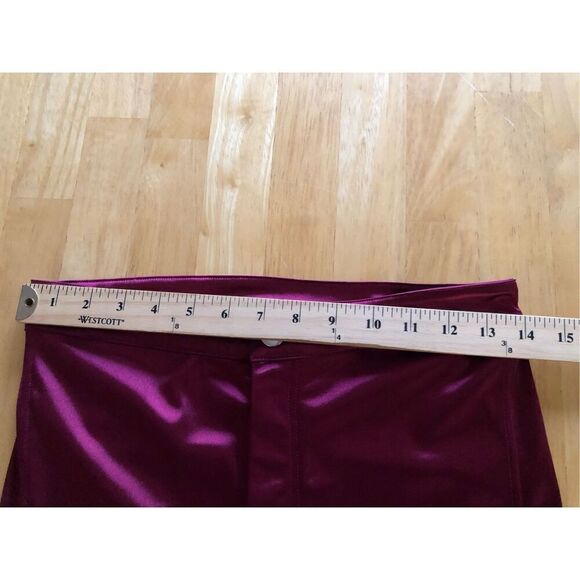 H&M GLOSSY SLIM-FIT PANTS-High Waist -Burgundy SZ M - Picture 9 of 12